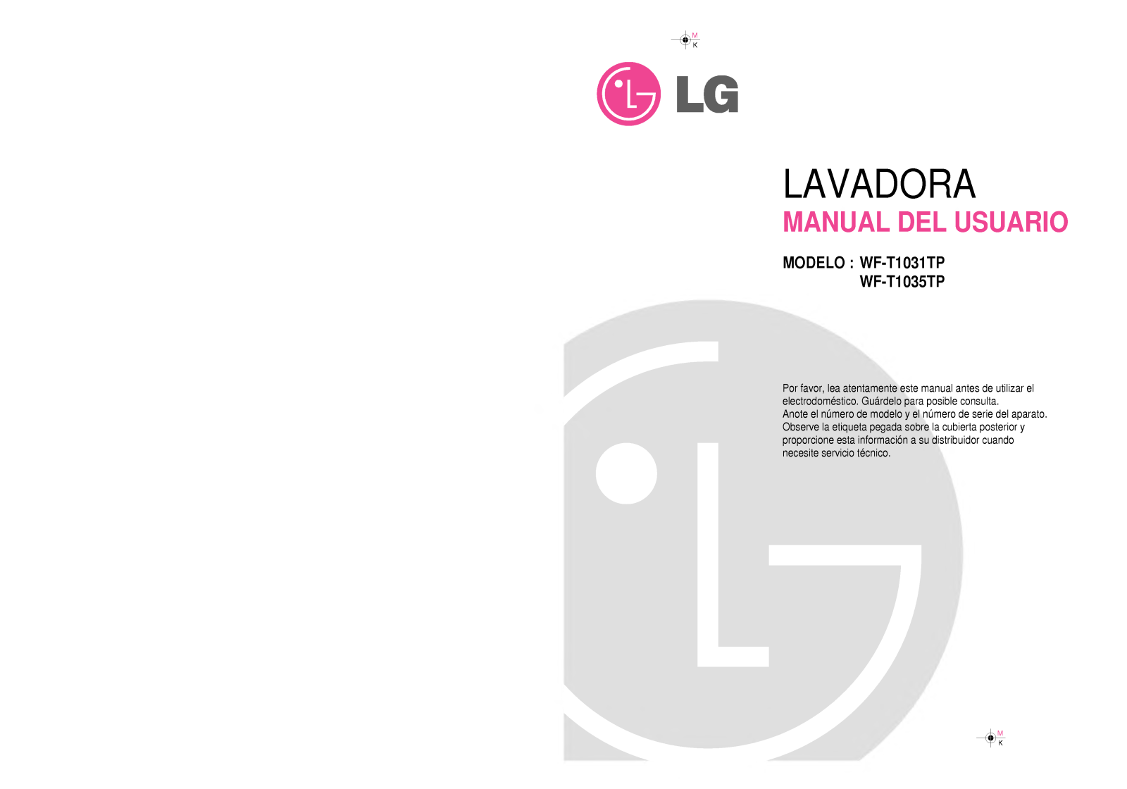 Lg WF-T1031TP, WF-T1035TP User Manual