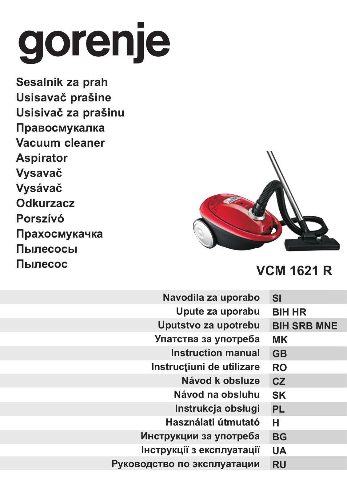 Gorenje VC1621R User Manual