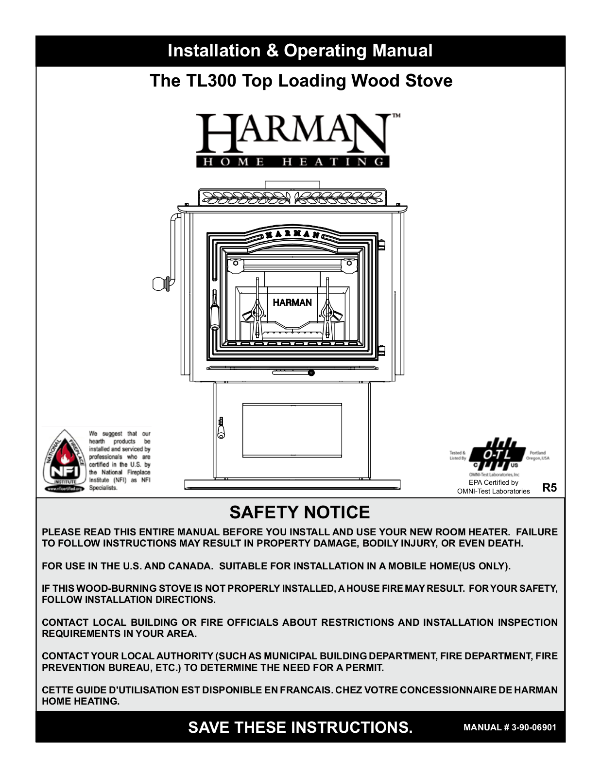 Harman Stove Company TL300 User Manual