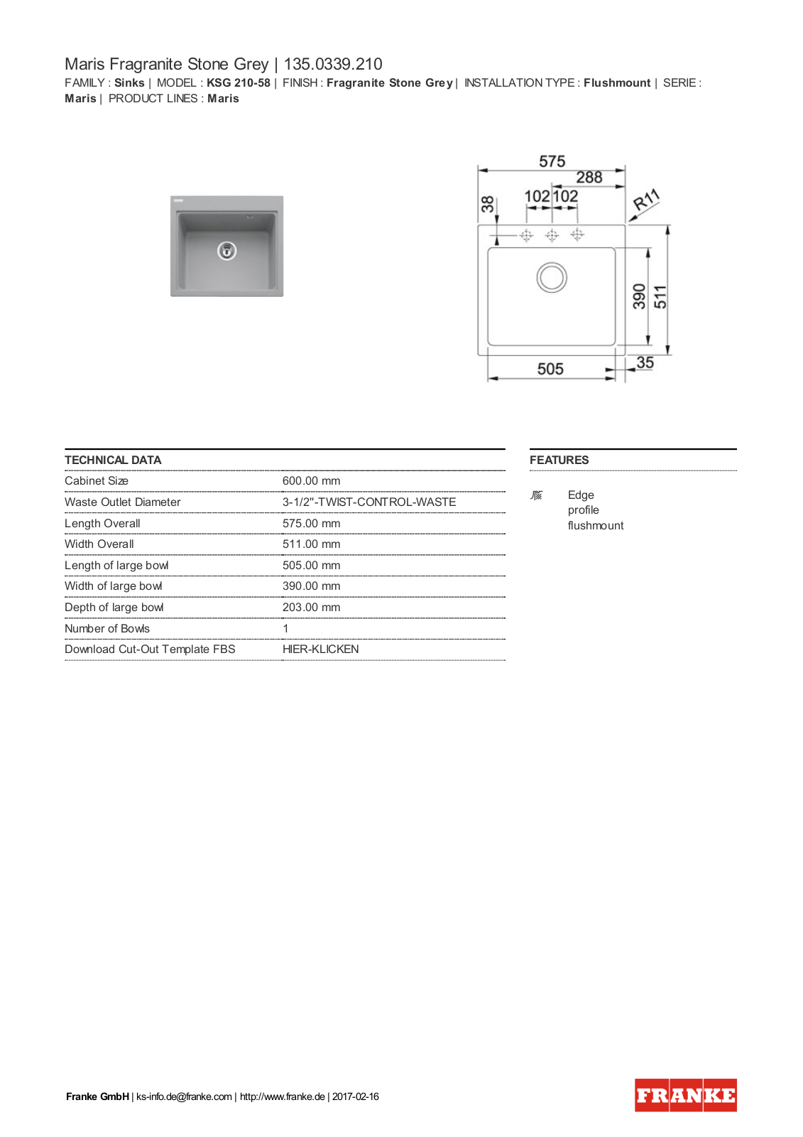 Franke 135.0339.210 Service Manual