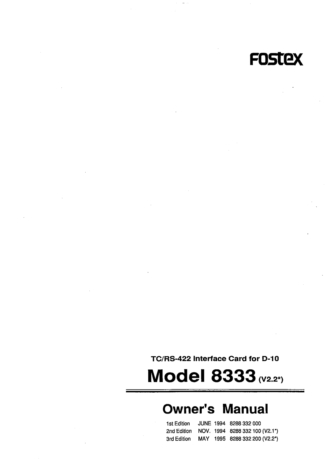 Fostex 8333 User Manual