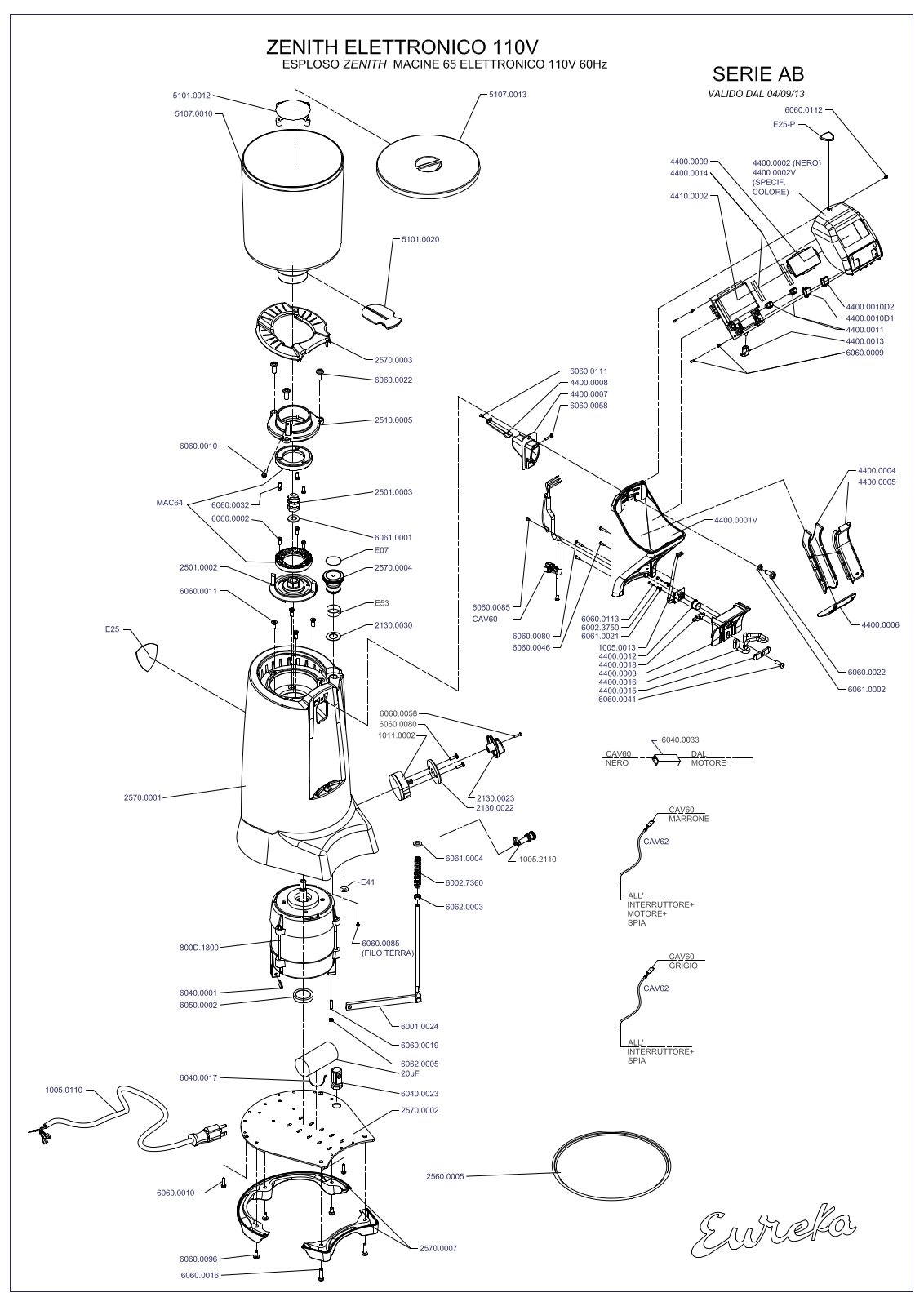 Nuova Simonelli USA Eureka Zenith Parts List