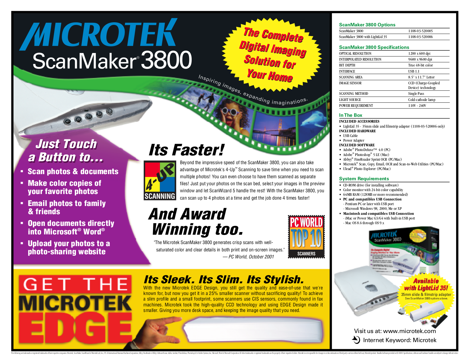 Microtek ScanMaker3800 DATASHEET