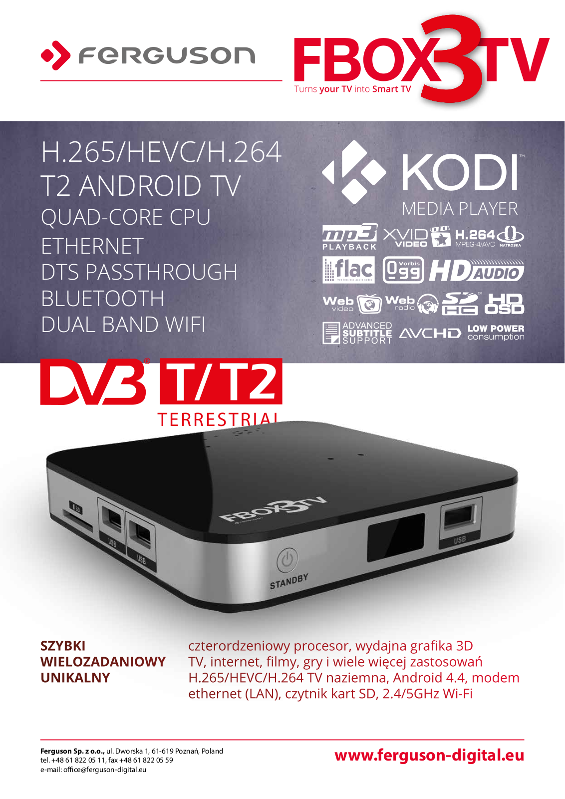 Ferguson FBox3TV Technical data