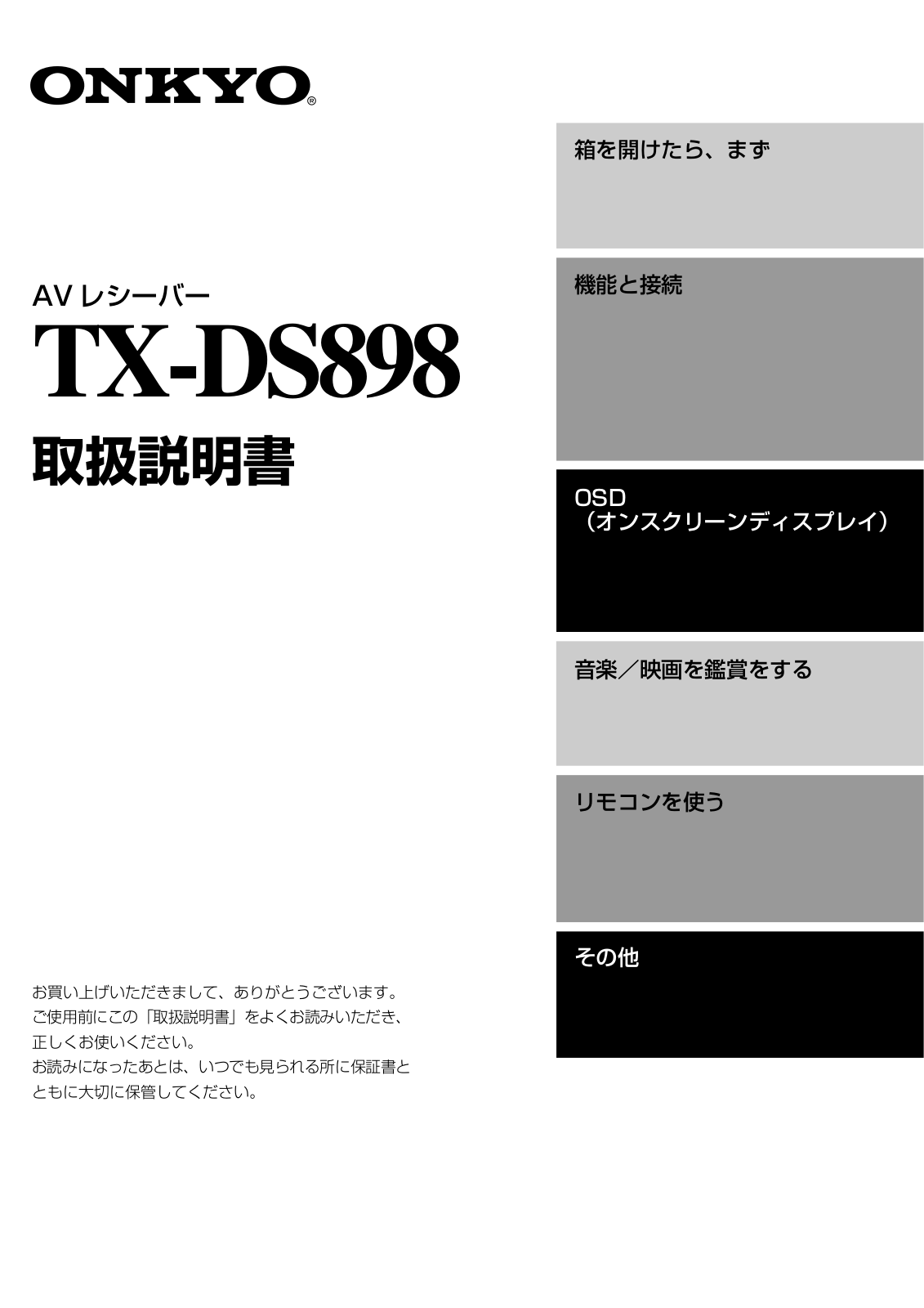 Onkyo TX-DS898 Instructions Manual