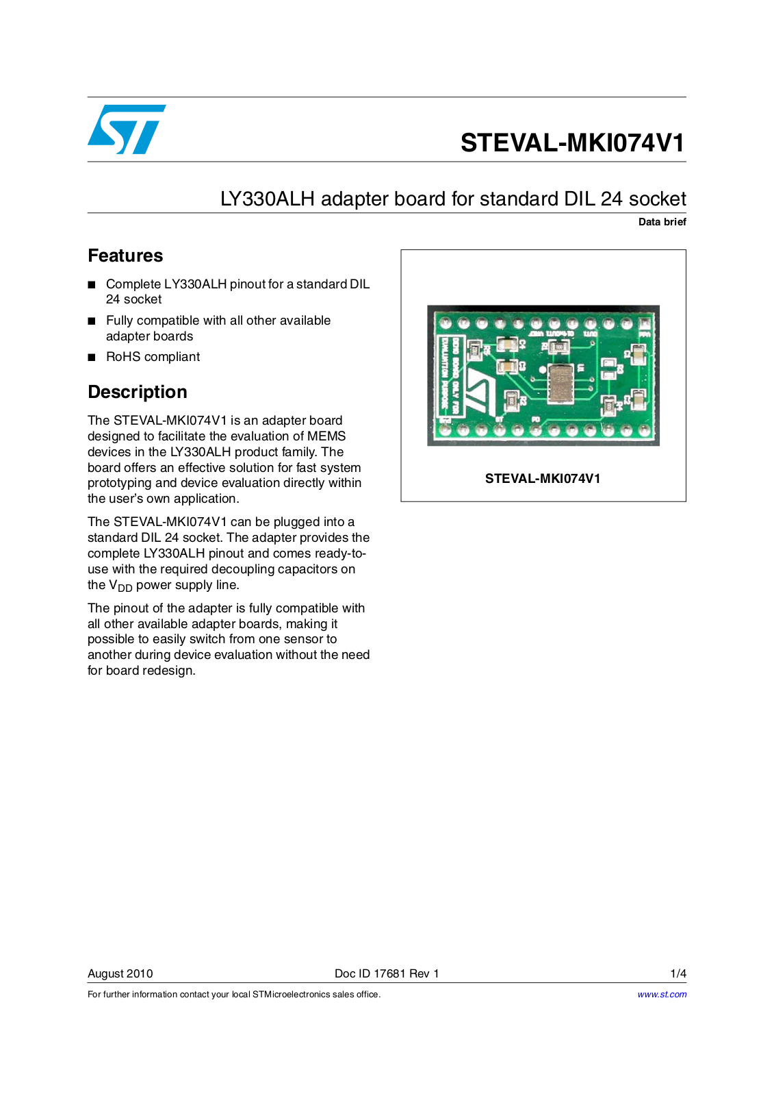 ST MKI074V1 User Manual