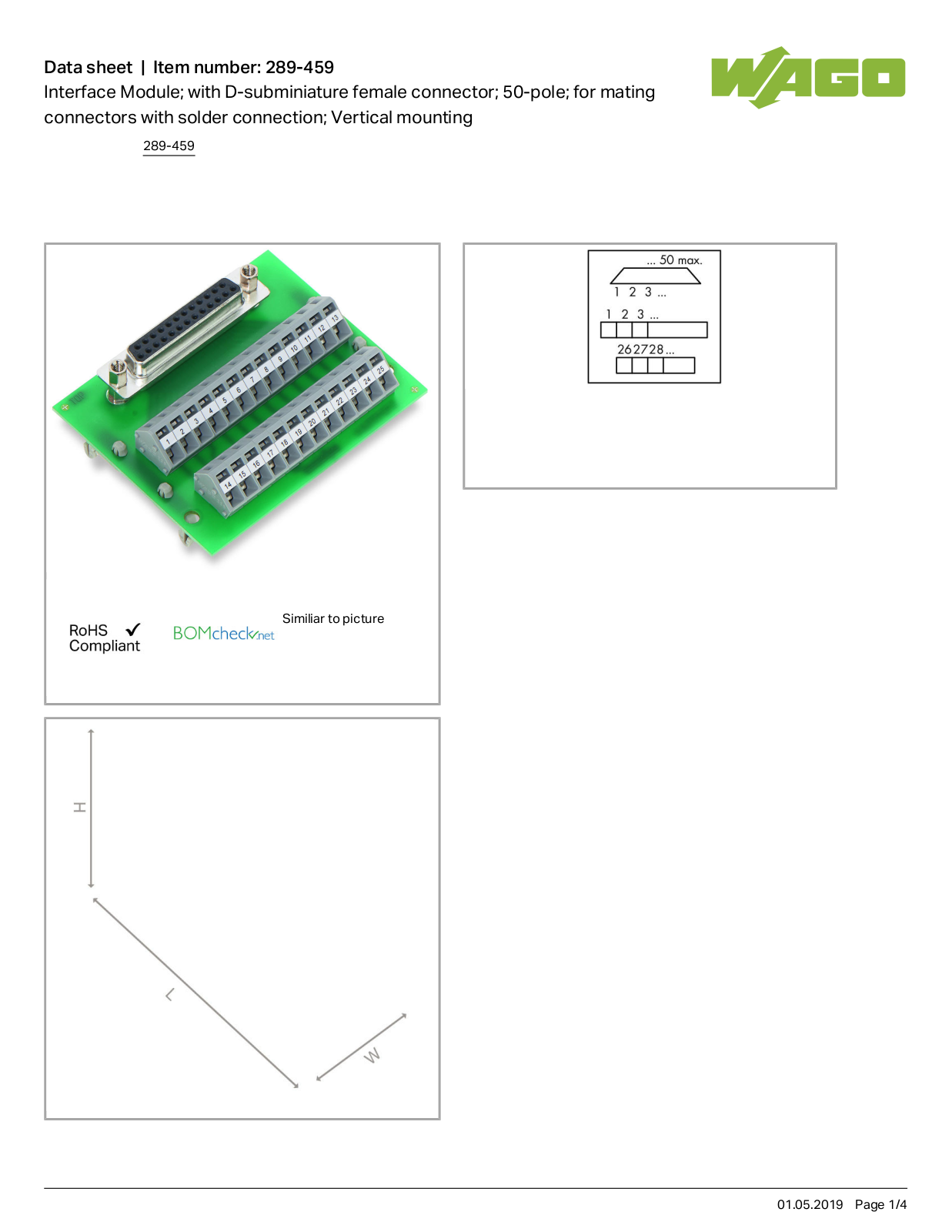 Wago 289-459 Data Sheet