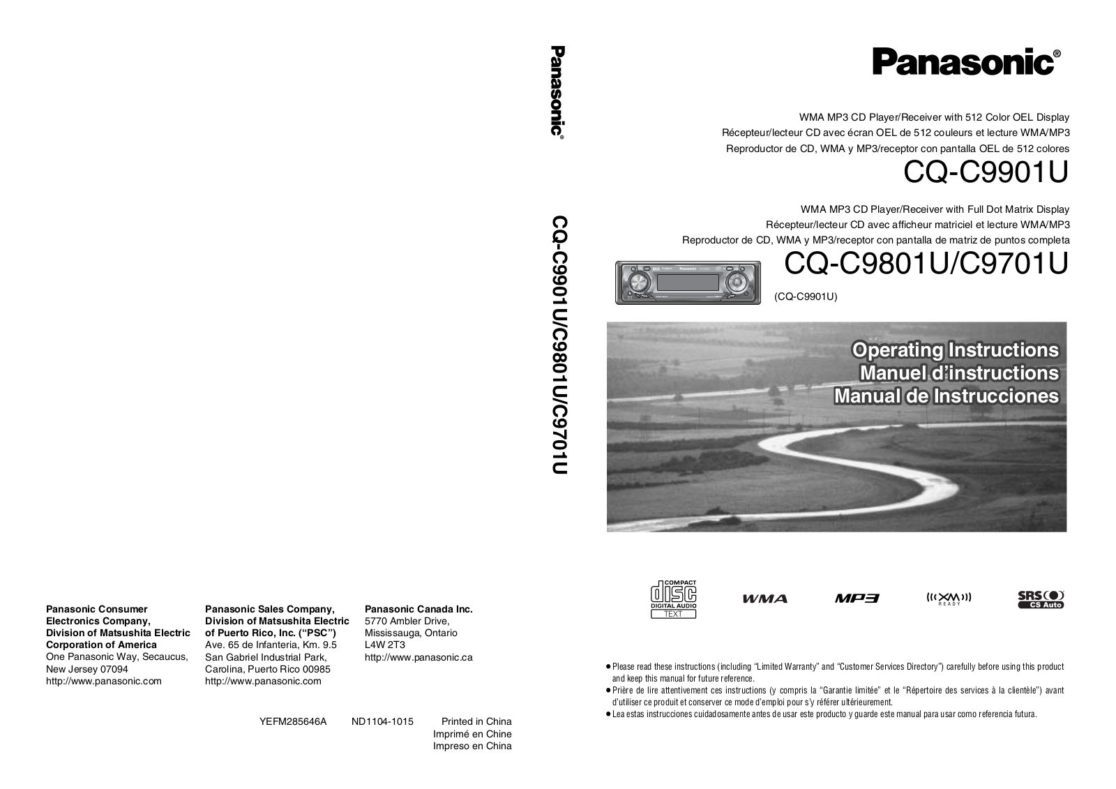 Panasonic C9801U, C9701U, CQ-C9801U, CQ-C9901U User Manual