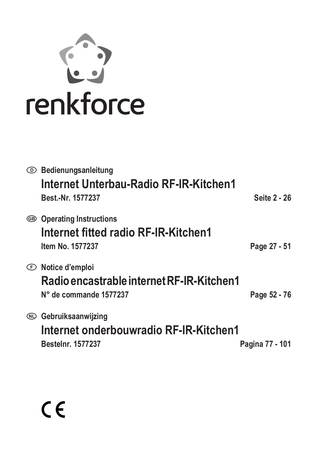 Renkforce RF-IR-Kitchen1 Operating Instructions Manual