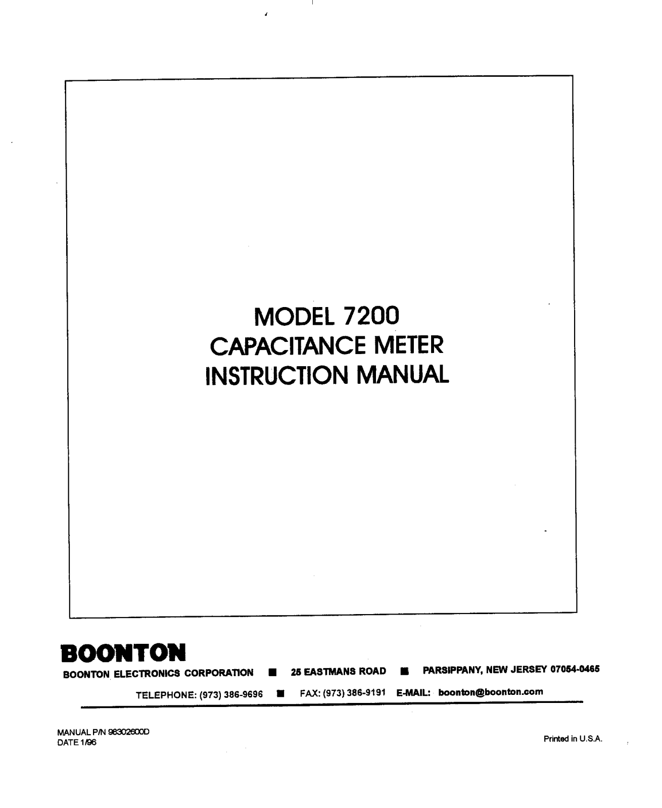 Boonton Electronics 7200 Service manual