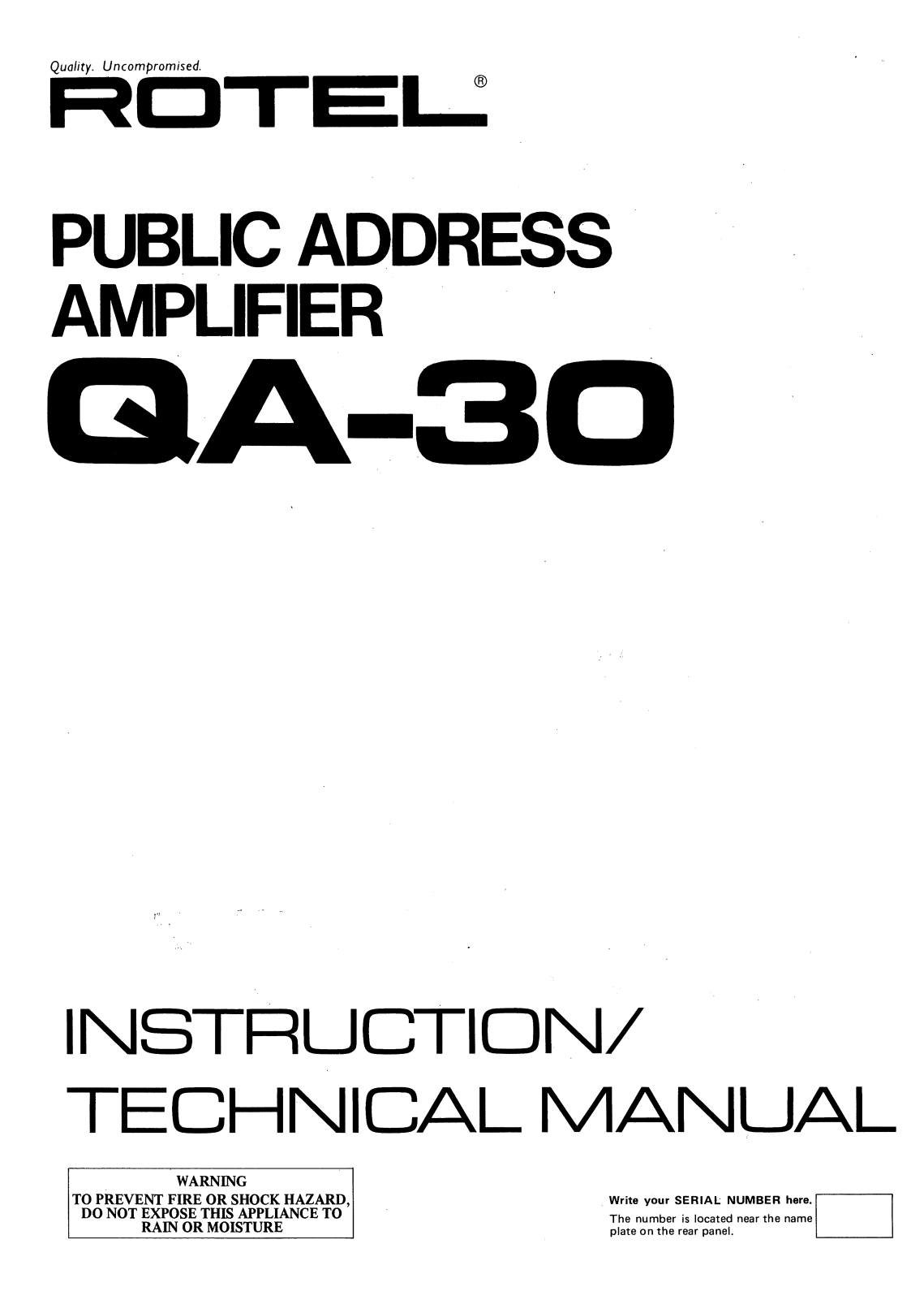 Rotel QA-30 User Manual