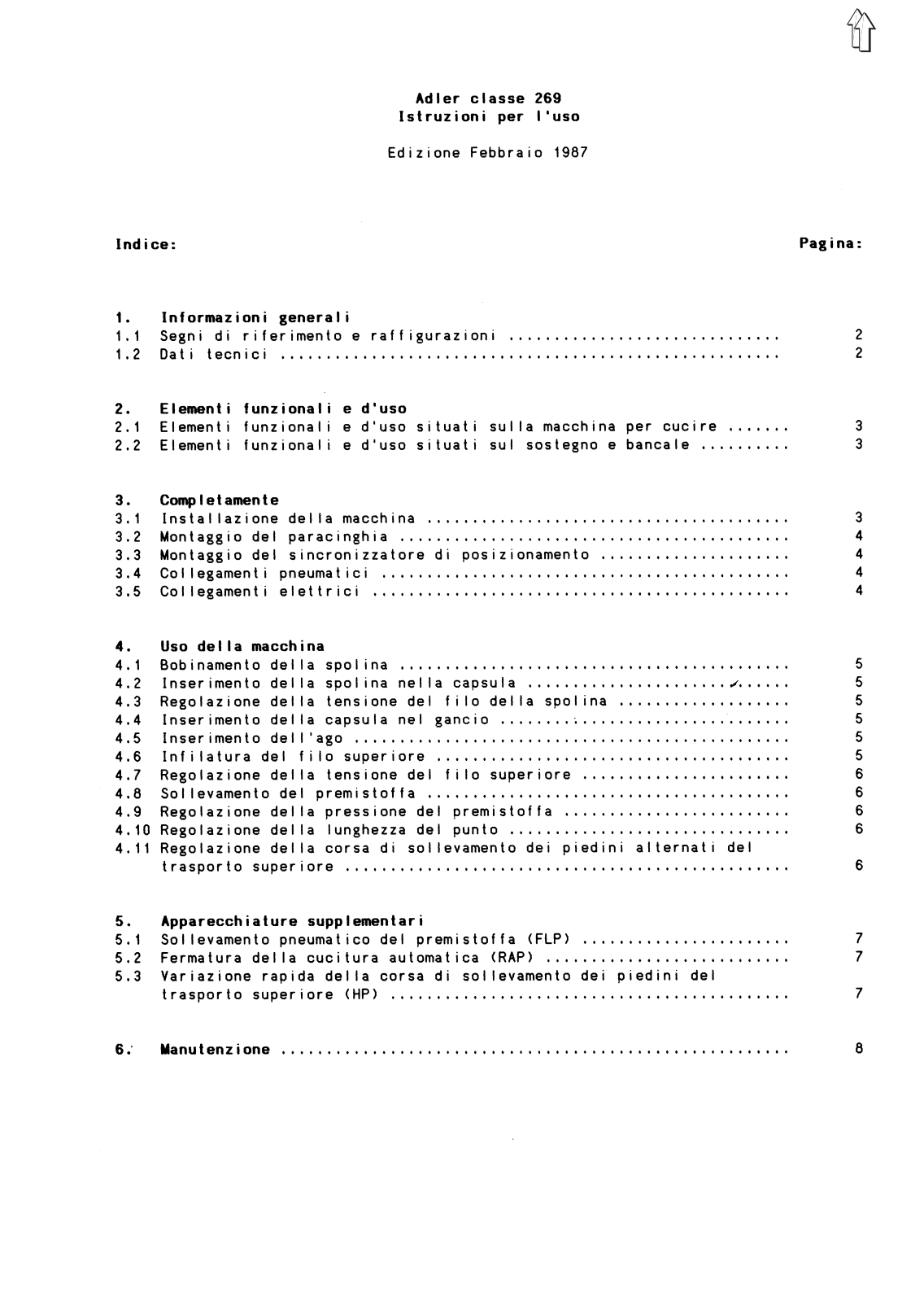 Adler 269 Operating Instruction