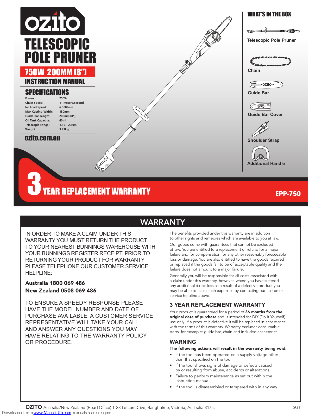 Ozito EPP-750 Instruction Manual