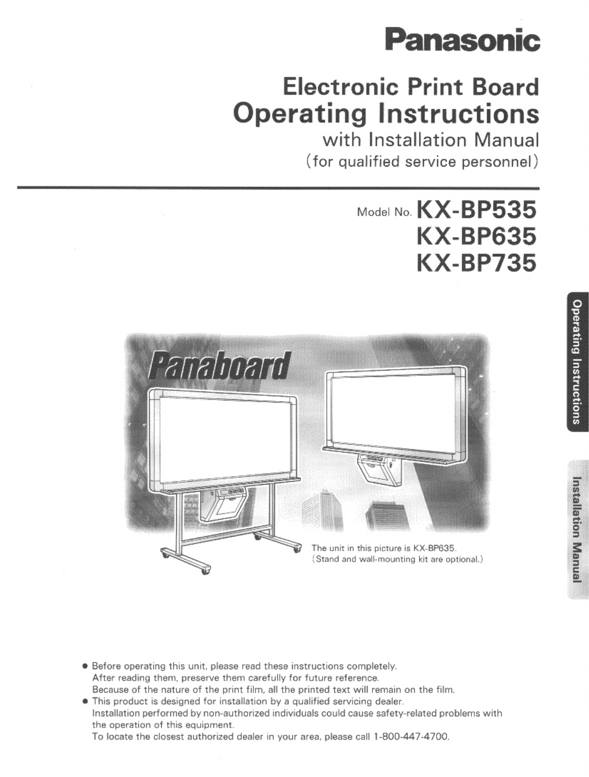 Panasonic KX-BP635, KX-BP535, KX-BP735 User Manual