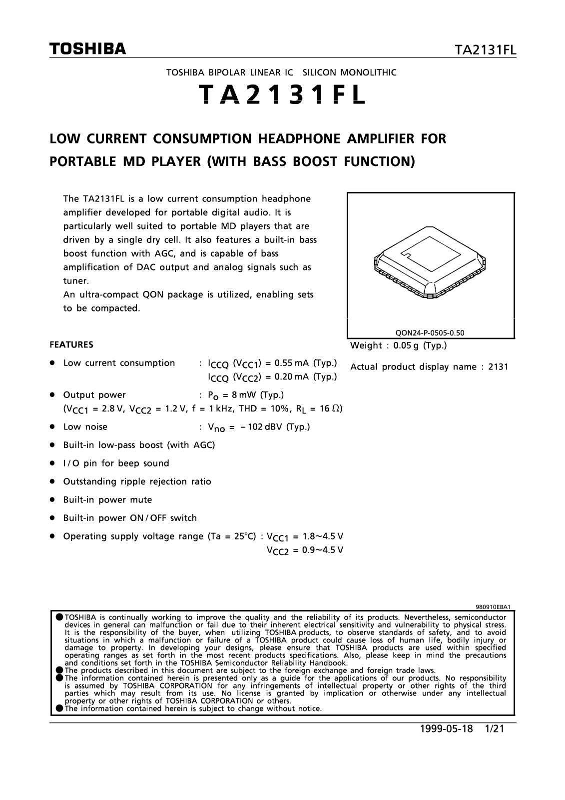 Toshiba TA2131FL Schematic