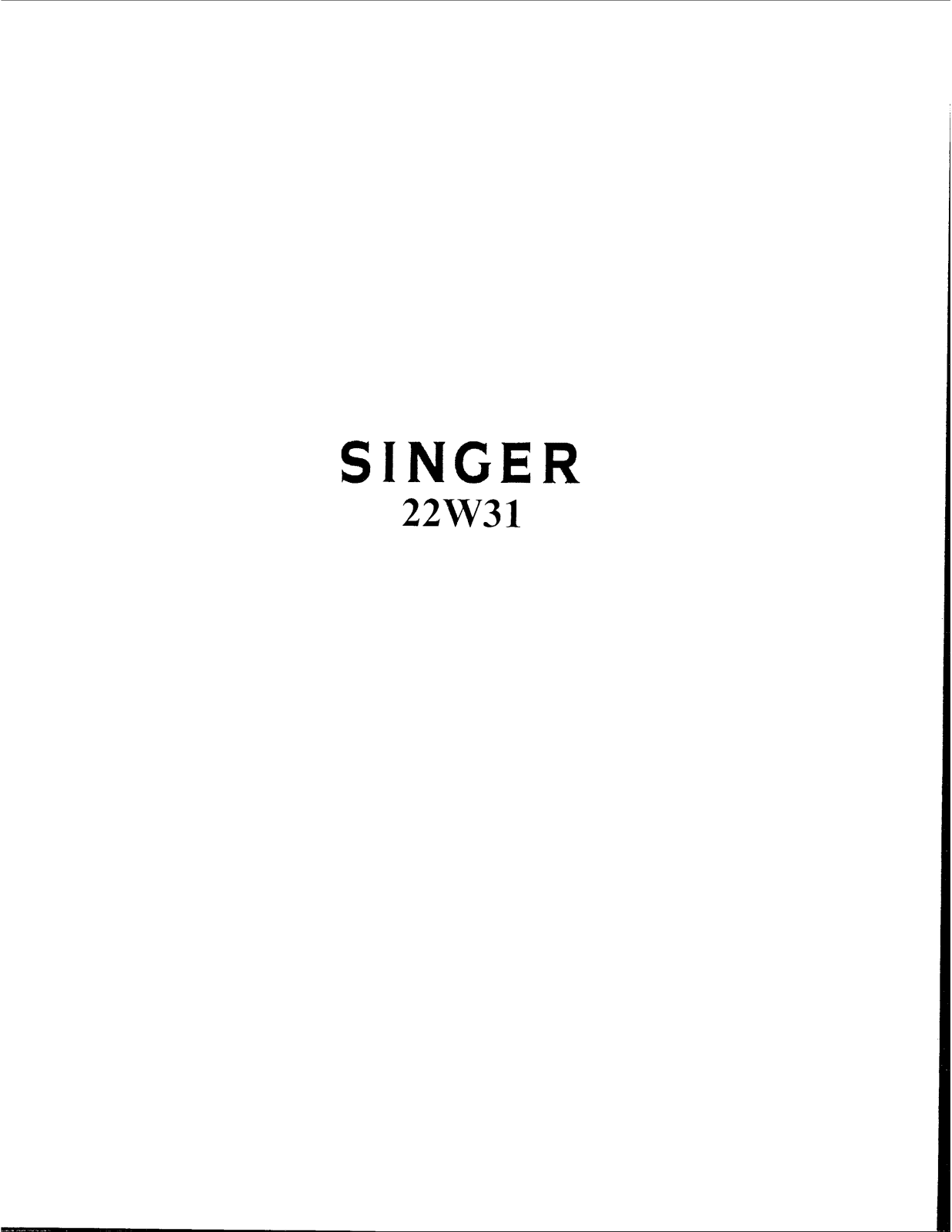 Singer 22W31 User Manual