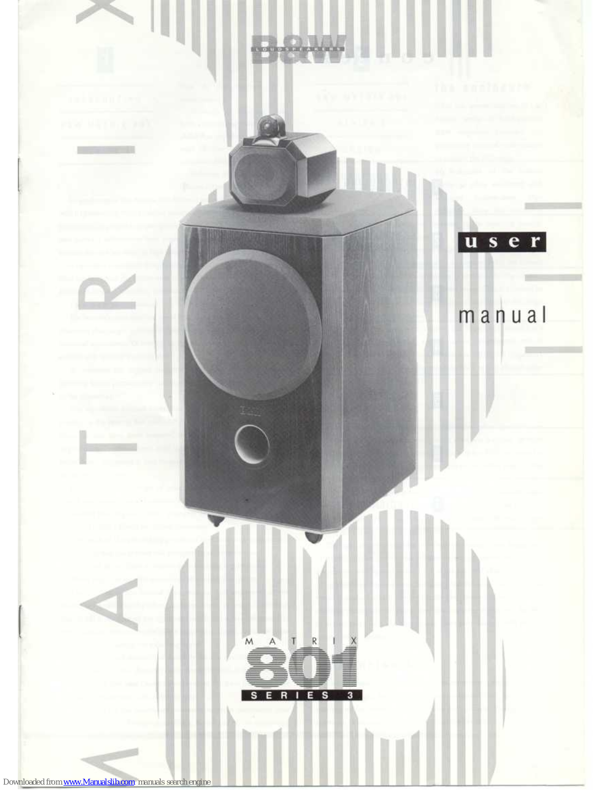 Bowers & Wilkins Matrix 801 3 Series User Manual