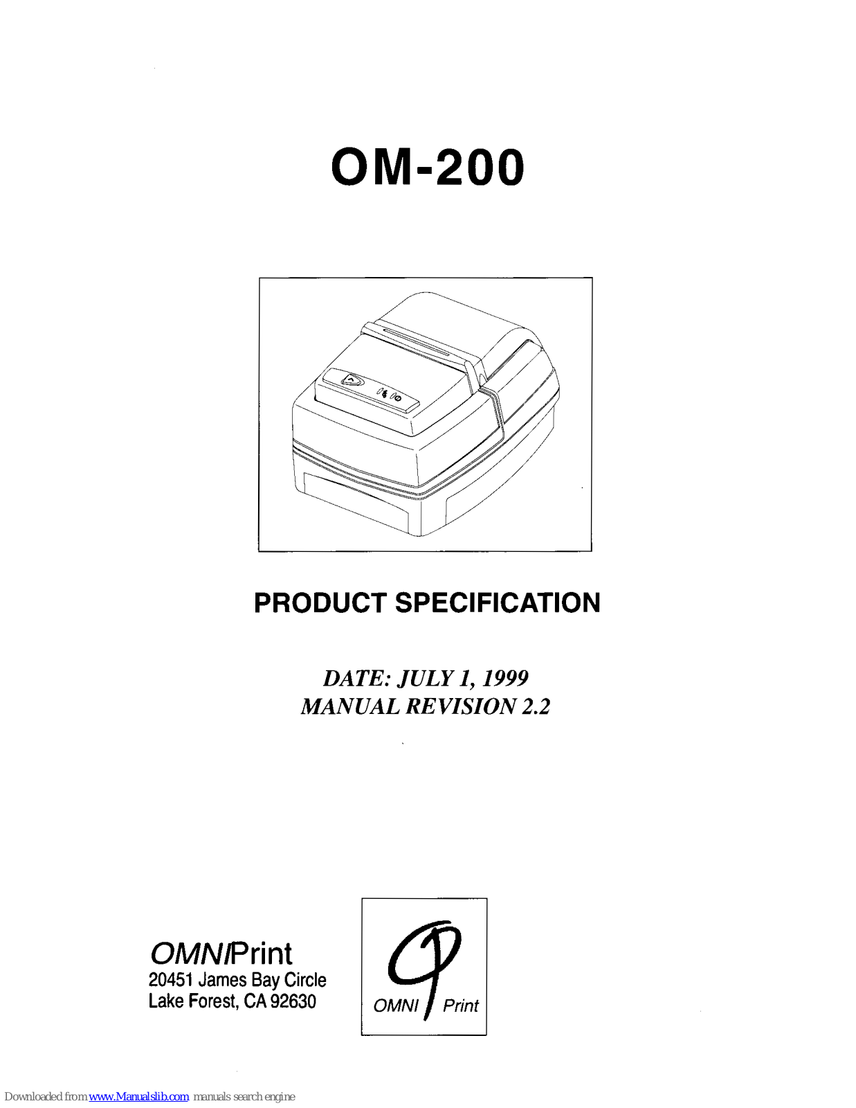 OmniPrint OM-200 Product Specification - ManualMachine.com