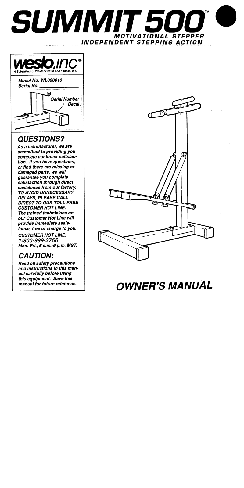 Weslo WL050010 Owner's Manual