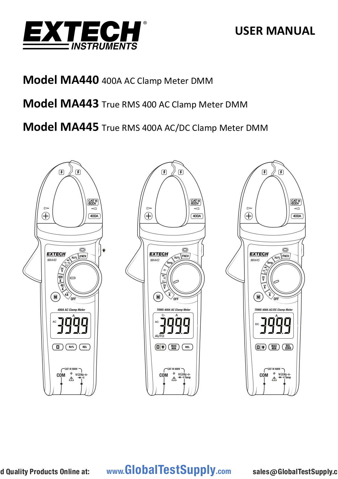Extech Instruments MA445-NIST, MA445, MA443 User manual - ManualMachine.com
