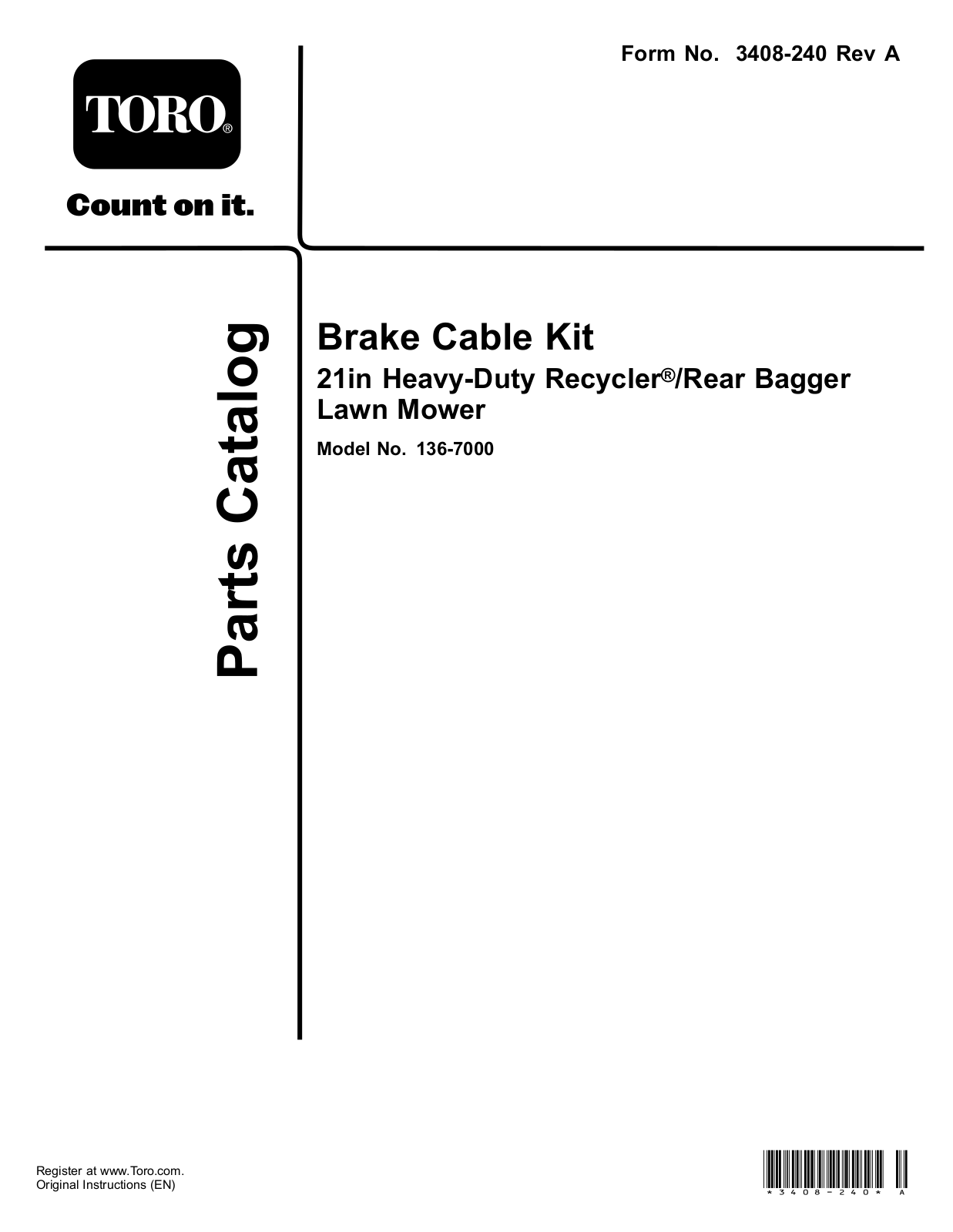 Toro 136-7000 Parts Catalogue