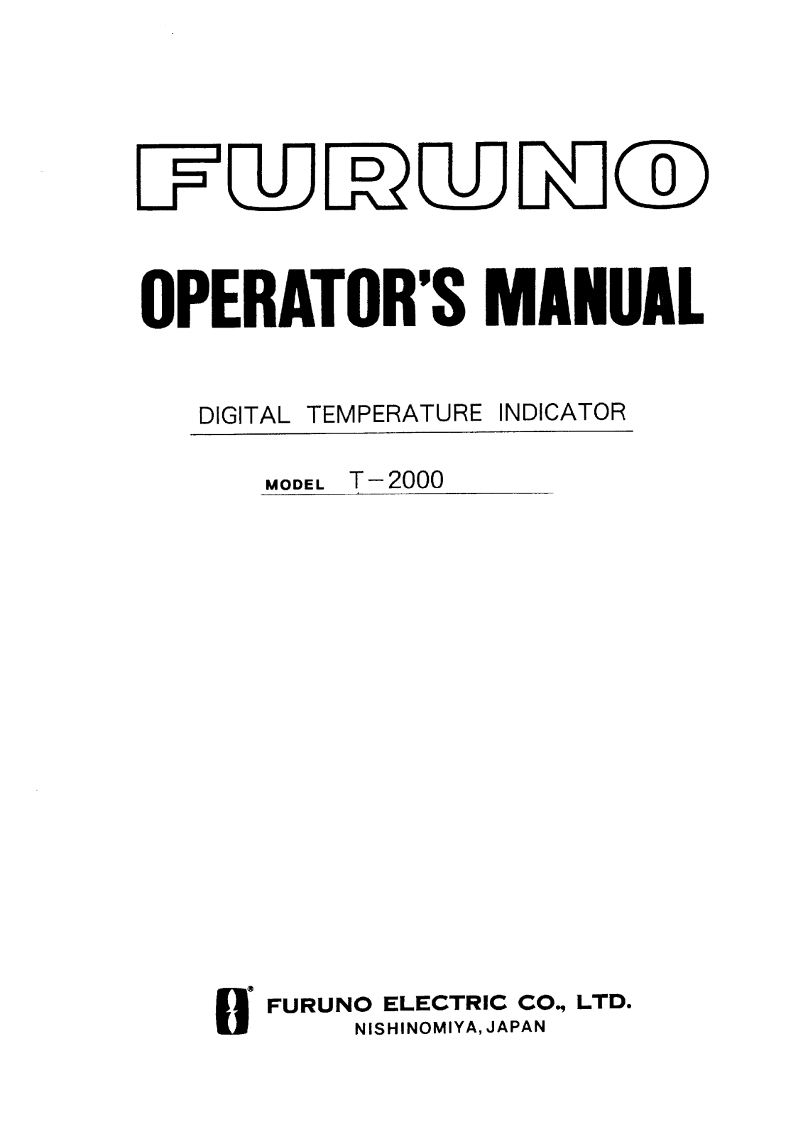 Furuno T-2000 OPERATORS MANUAL