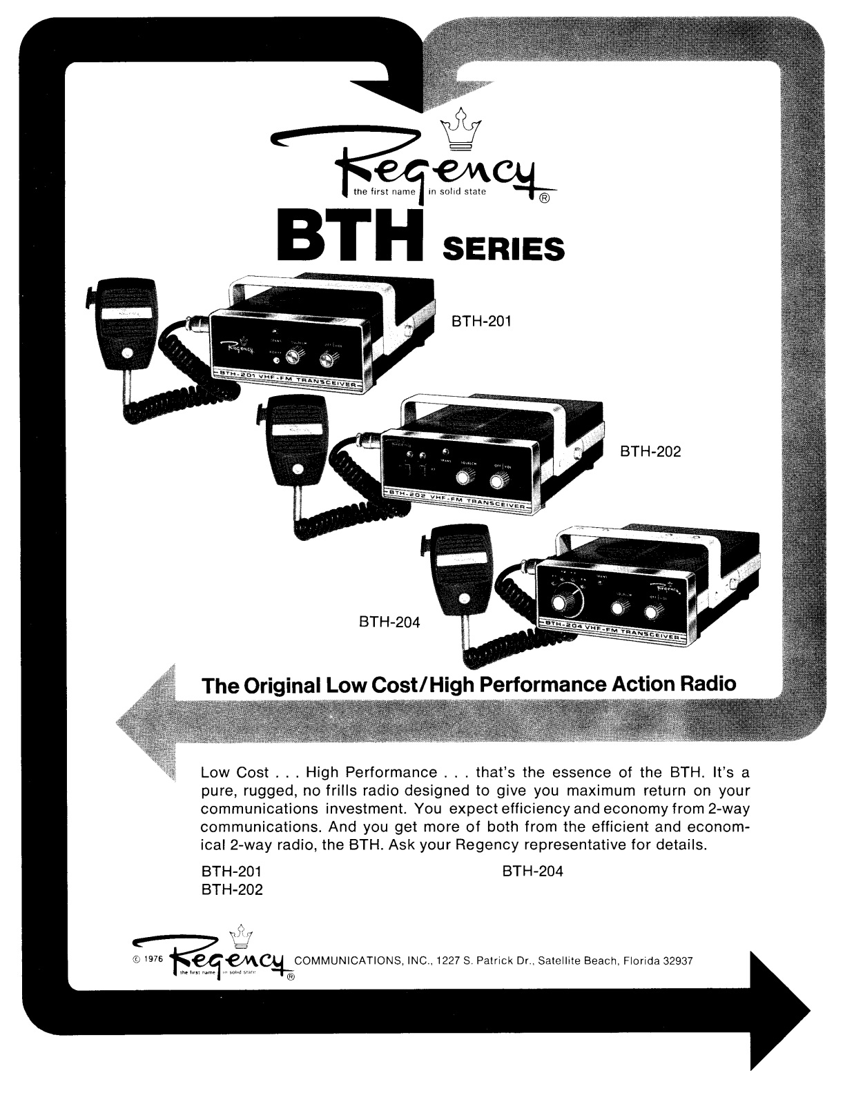 Regency BTH-201, BTH-202, BTH-204 User Manual