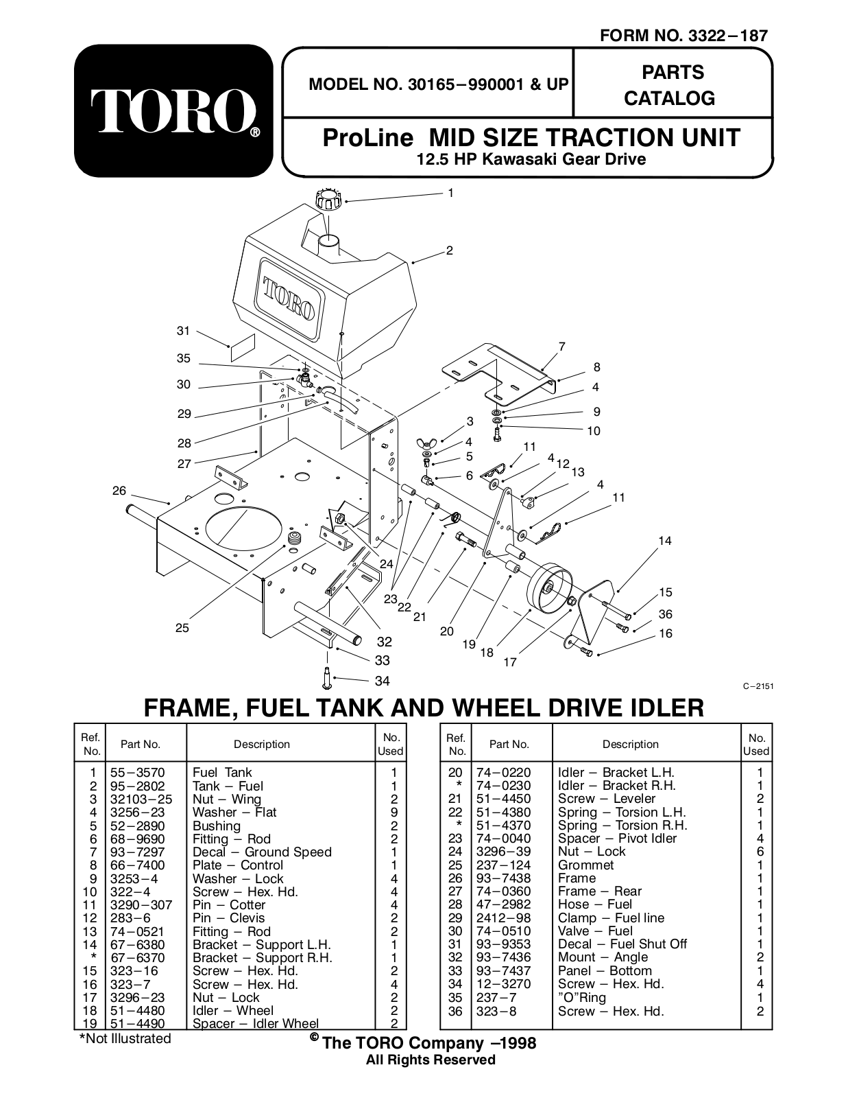 Toro 30165 Parts Catalogue