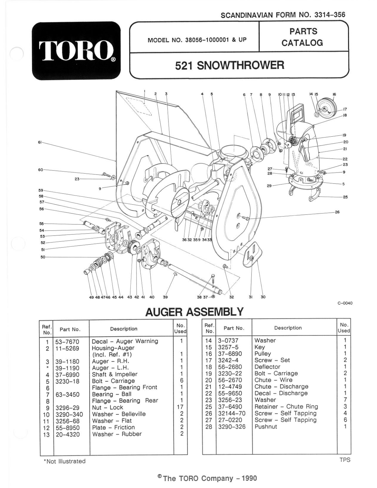 Toro 38056 Parts Catalogue