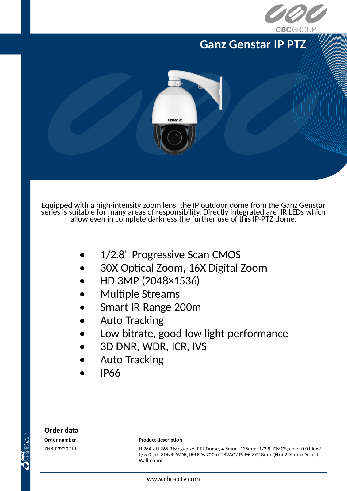 Ganz ZN8-P3X30DL-H Specsheet