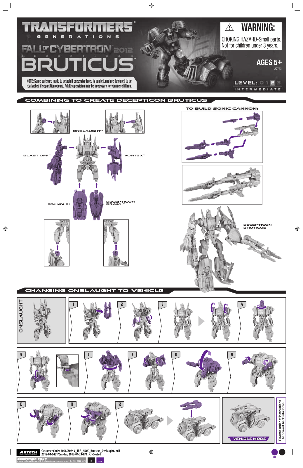 HASBRO Transformers Generations CC FOC 2012 Bruticus User Manual