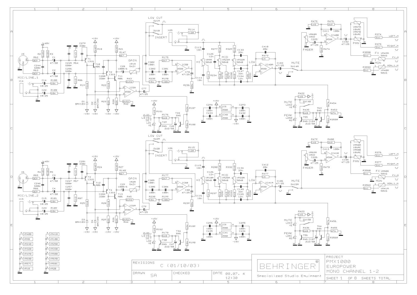 Behringer PMH-1000C Schematic