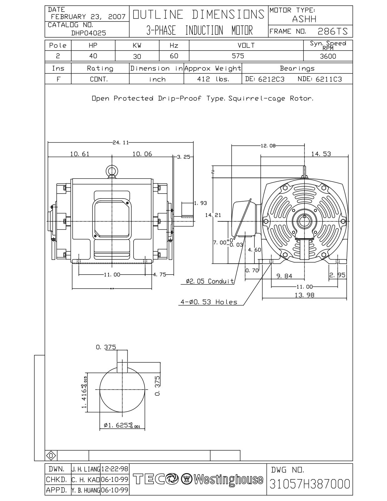 Datasheet DHP04025 Reference Drawing (Teco) - ManualMachine.com
