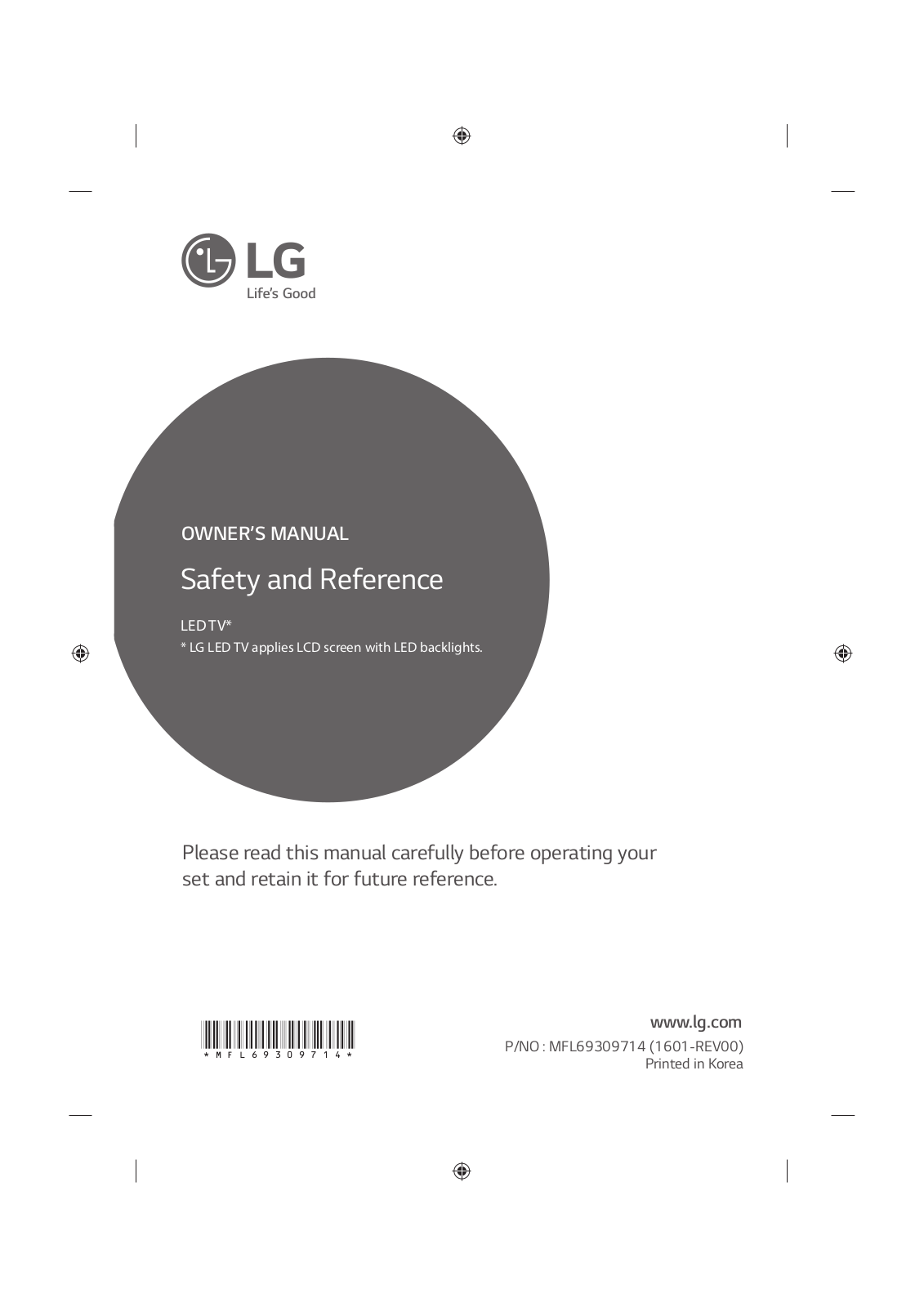 LG 49LH510V Owners Manual