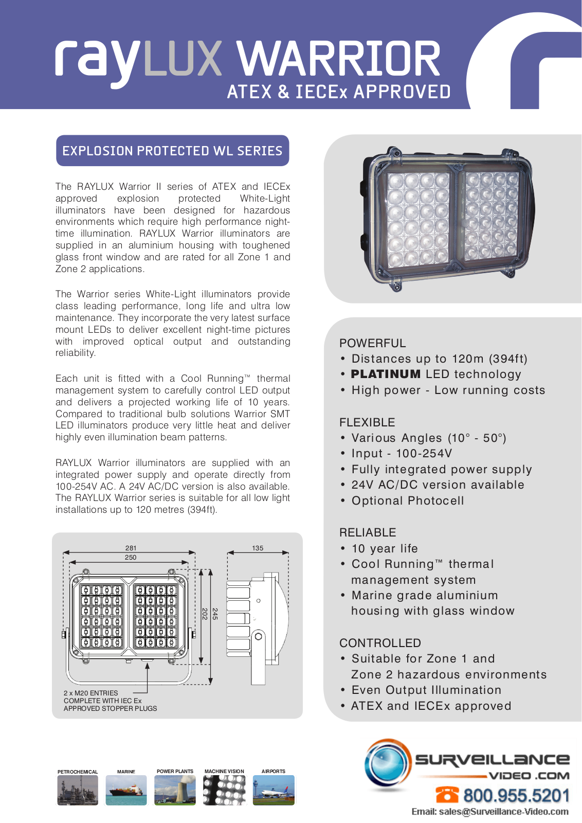 Raytec RLW2-200-10, RLW2-200-120-PC, RLW2-200-120, RLW2-200-30-PC, RLW2-200-30 Specsheet