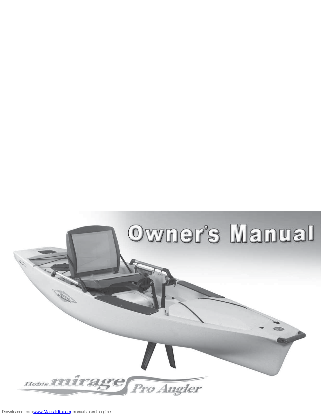 Hobie Mirage Pro Angler 89510 Owner's Manual