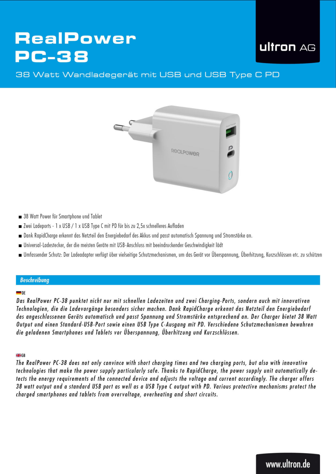 Ultron PC-38 User Manual