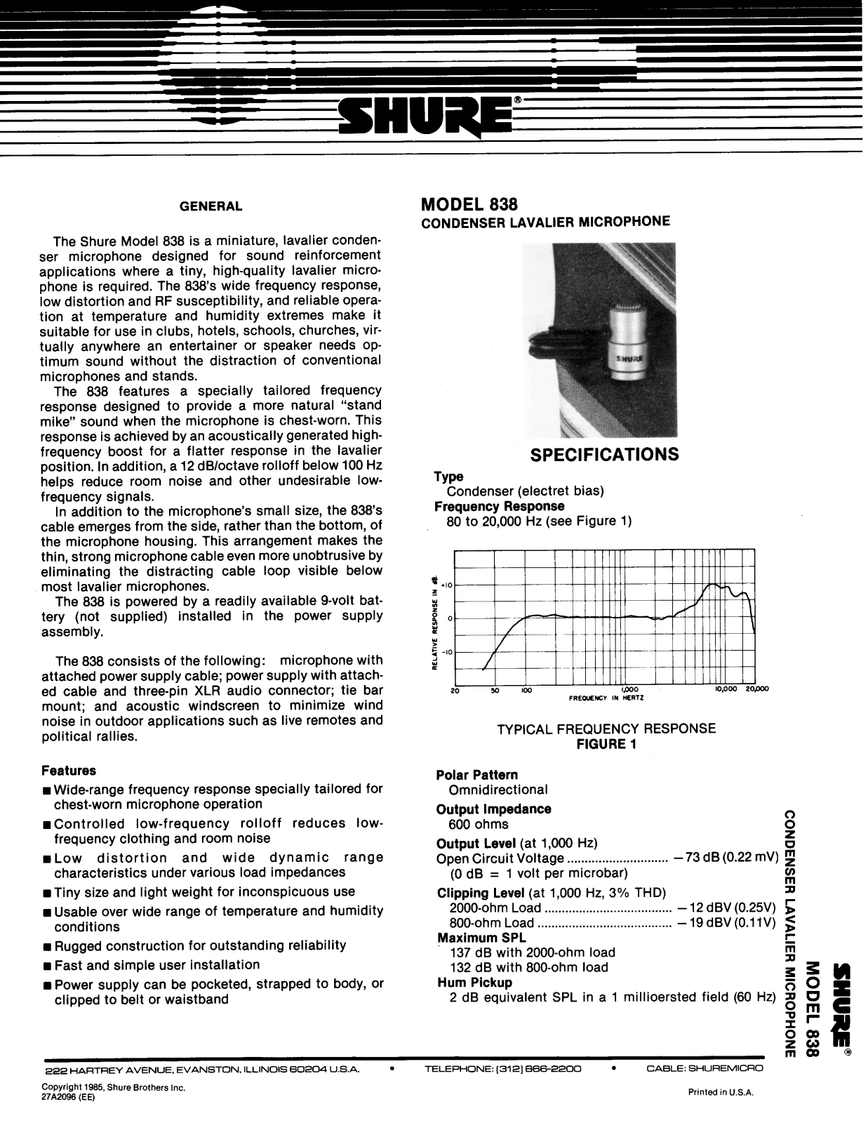 Shure 838 User Manual