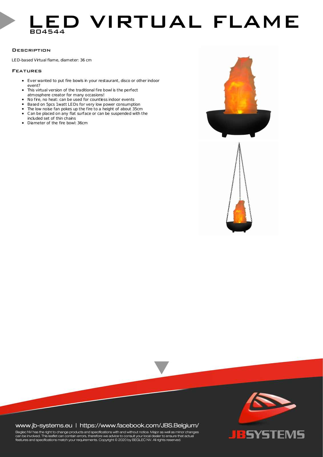 JB Systems LED Virtual Flame Specification