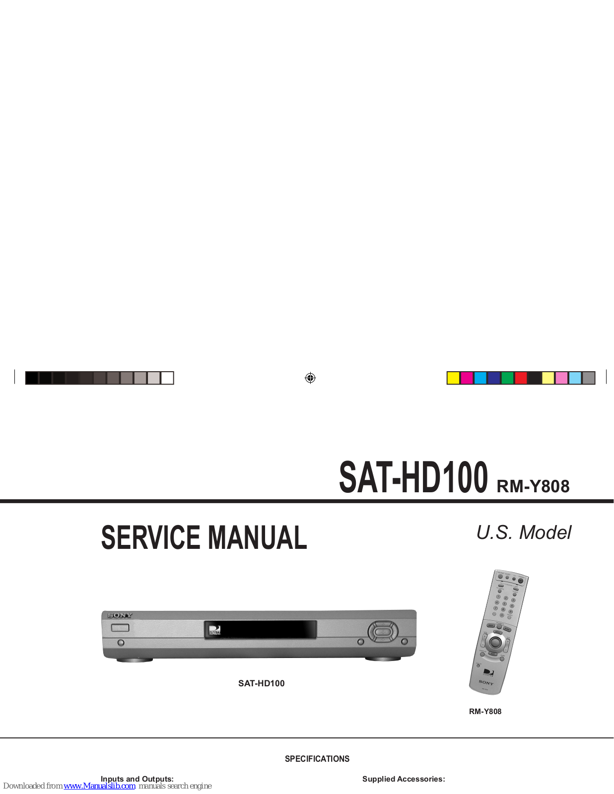 Sony RM-Y808 Service Manual