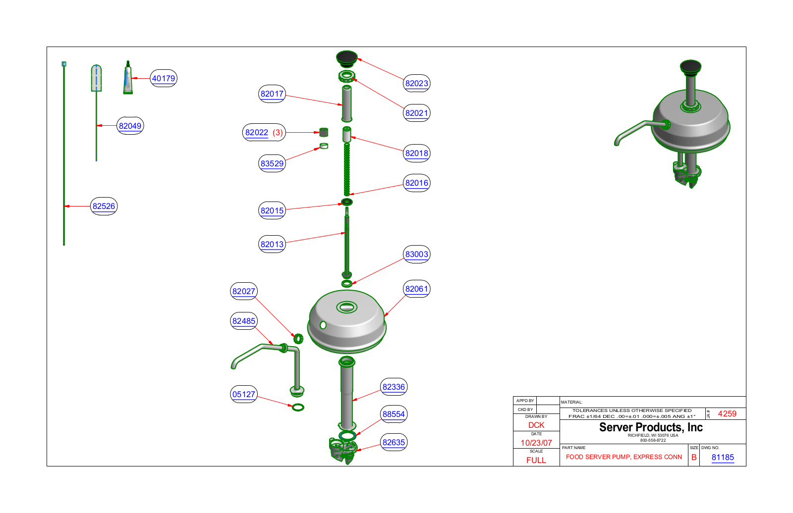 Server 81185 Parts Manual