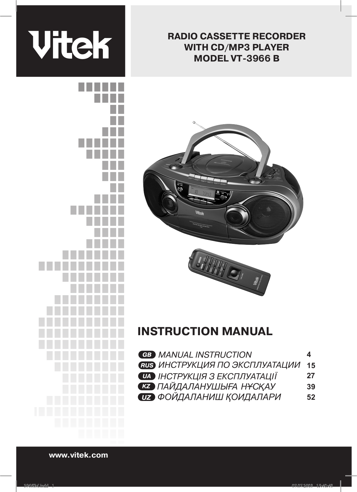 VITEK VT-3966 B User Manual