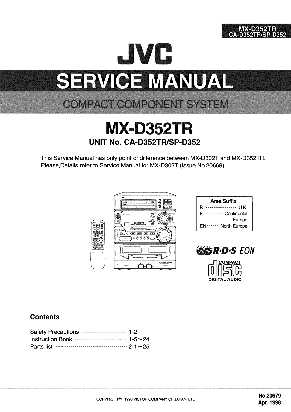 JVC MX-D352TR Service Manual