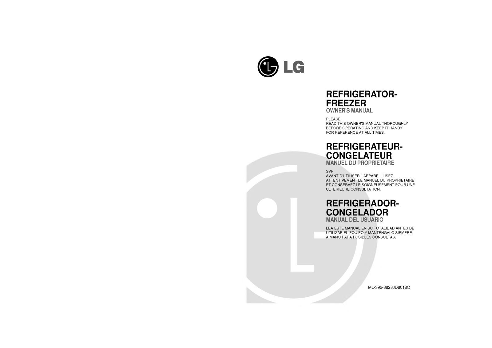 Lg GR-392SVF Owners Manual