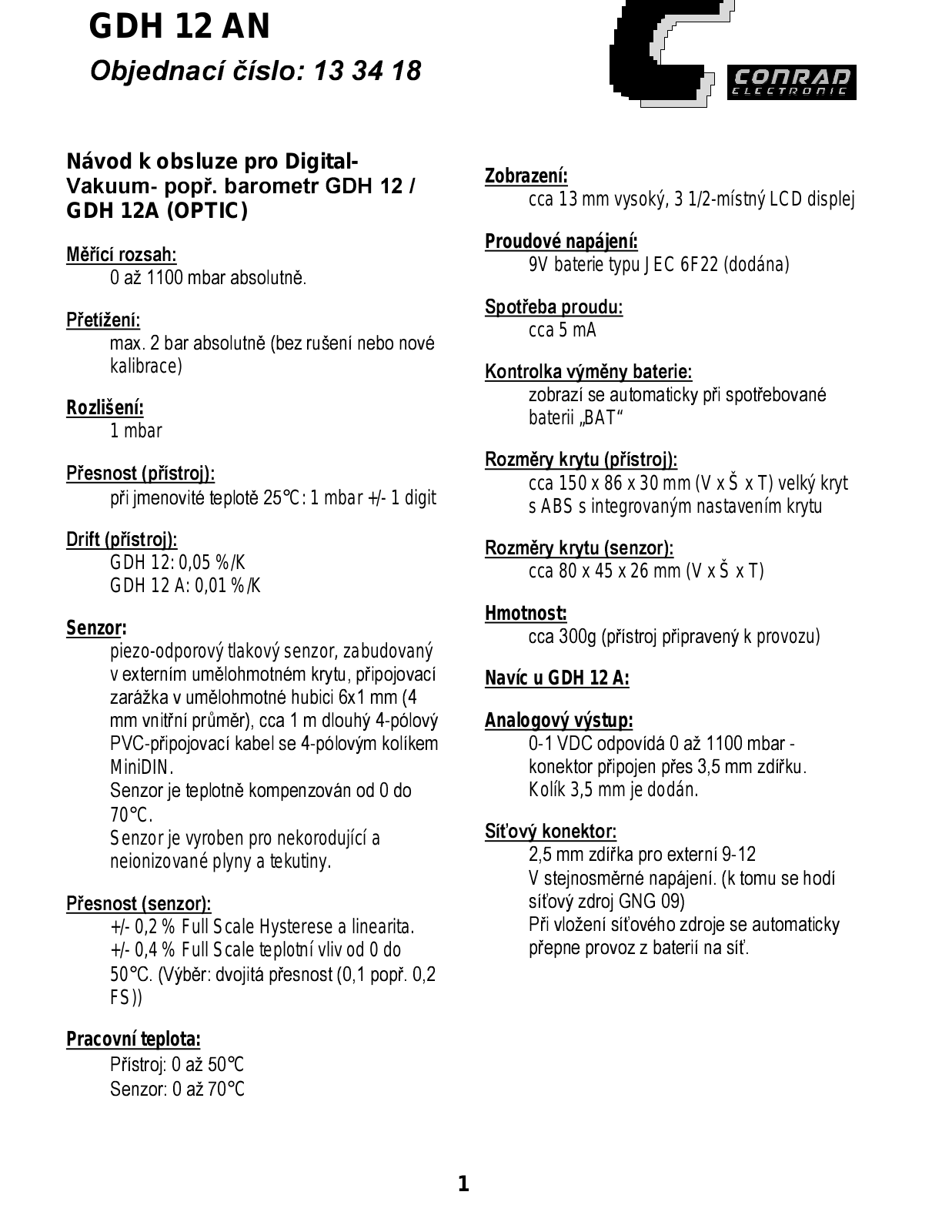 Greisinger GDH12 AN User guide