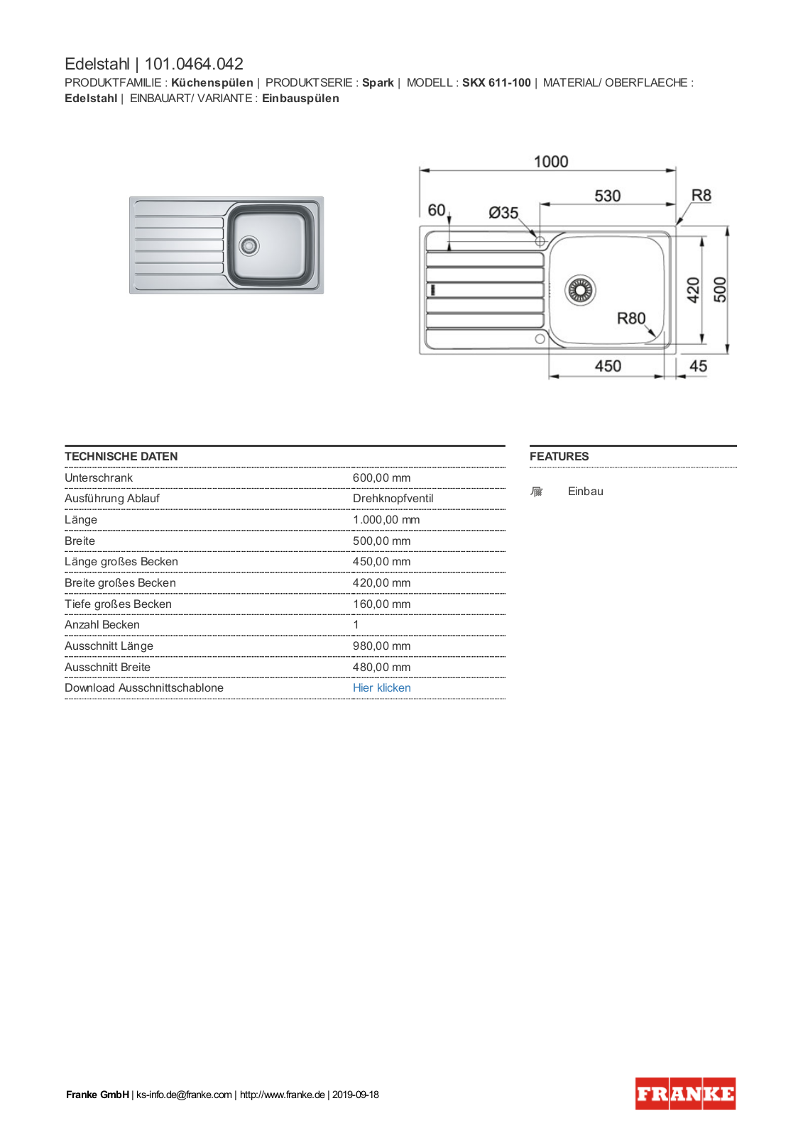 Franke 101.0464.042 Service Manual