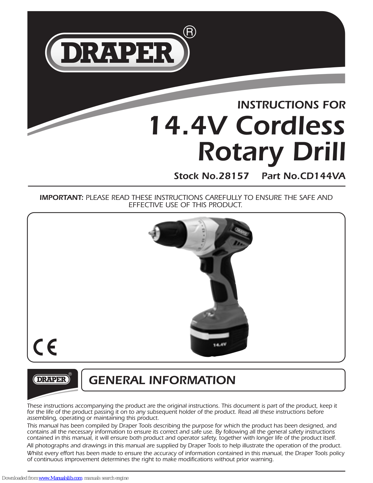 Draper CD144VA Instruction Manual - ManualMachine.com