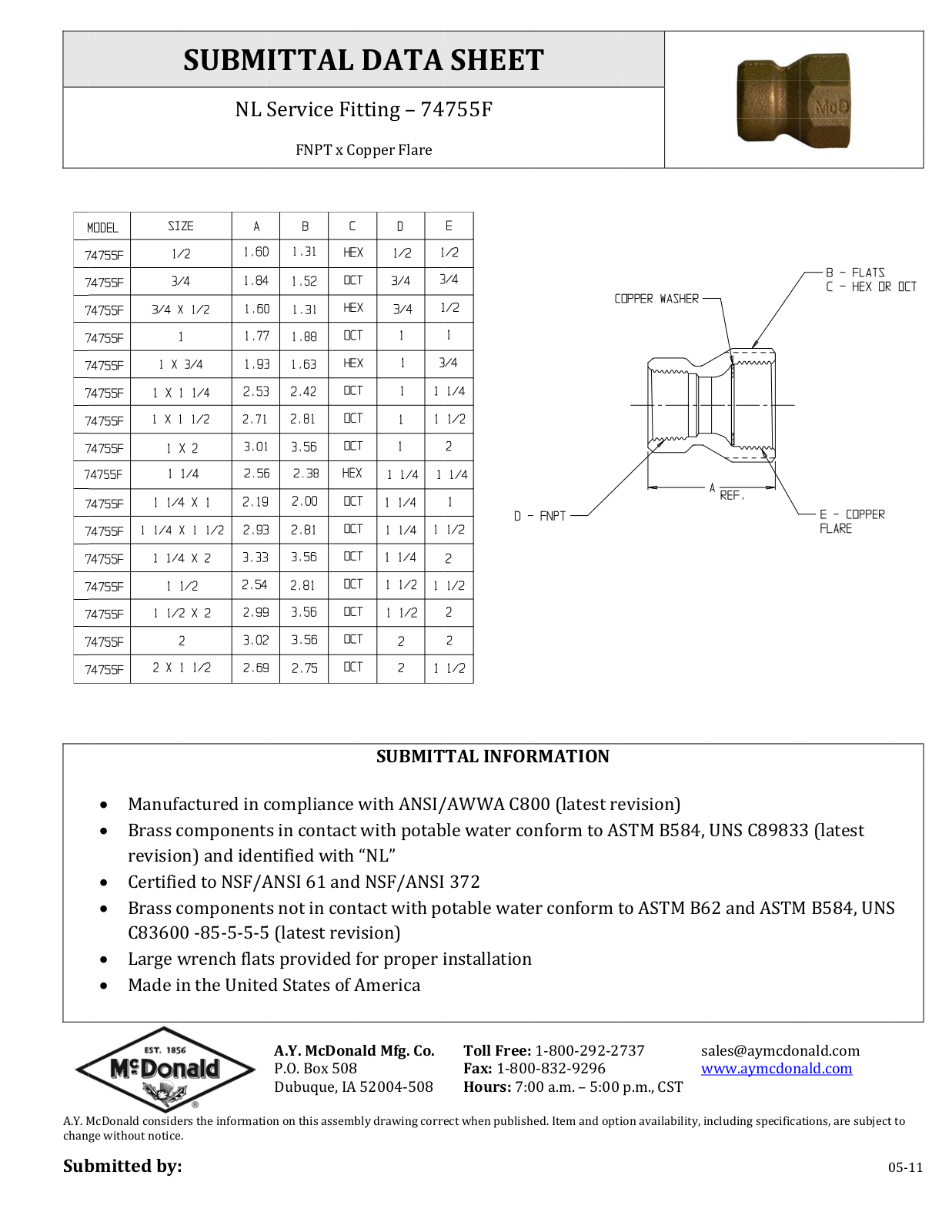 A.Y. McDonald 74755F User Manual