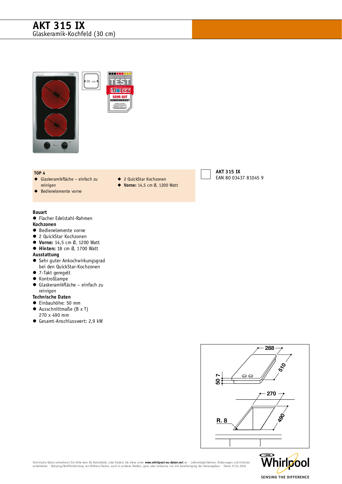 Whirlpool AKT 315/IX User Manual