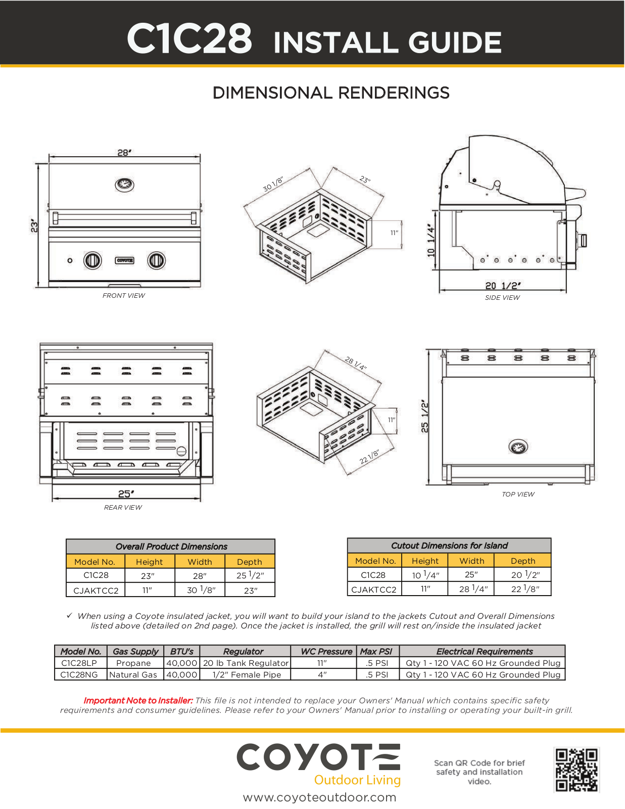 Coyote C1C28LP, C1C28NG Installation Guide